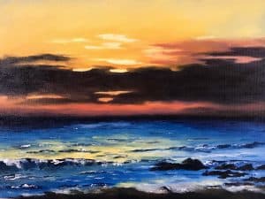 Angelsey Sunset Oil on Canvas Board Framed Limited Edition Print by Art Just by Joan