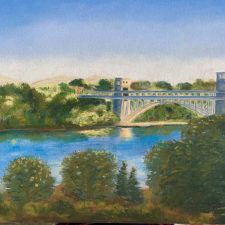 Britannia Bridge Angelsey Soft Pastels on Pastel Card Framed Limited Edition Print by Art Just by Joan Britannia Bridge Angelsey Soft Pastels on Pastel Card Framed Limited Edition Print by Art Just by Joan