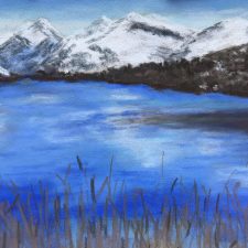 Cold Blue Tranquility Padarn Lake Snowdonia National Park Soft pastels and inktense on card Limited Edition Print Art Just by Joan Cold Blue Tranquility Padarn Lake Snowdonia National Park Soft pastels and inktense on card Limited Edition Print Art Just by Joan