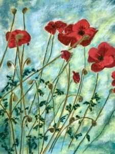 Poppy Wave Soft pastels on card Limited Edition Print Art Just by Joan